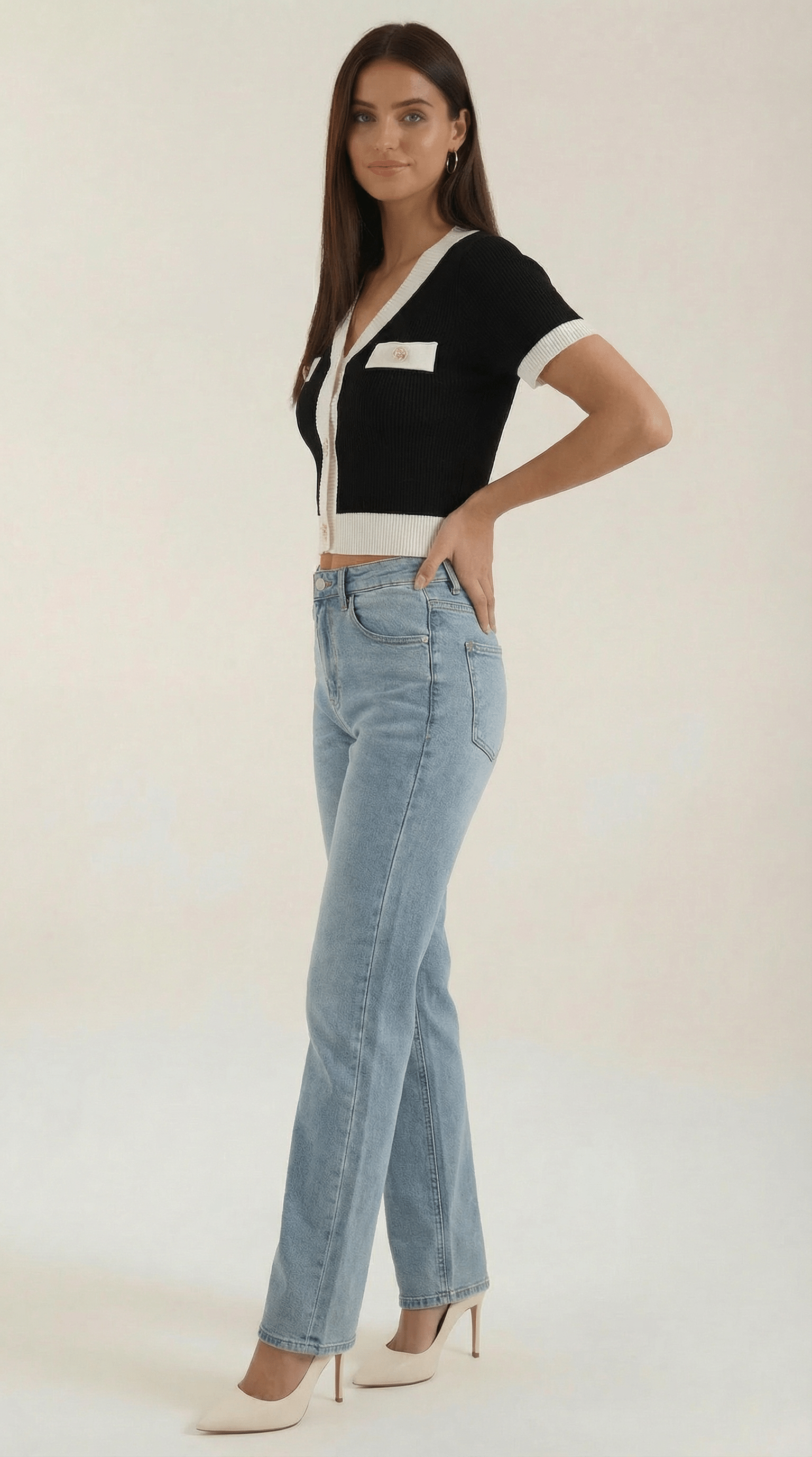 Cropped Short Sleeve Top-tops > cropped tops-Laventaire-Laventaire