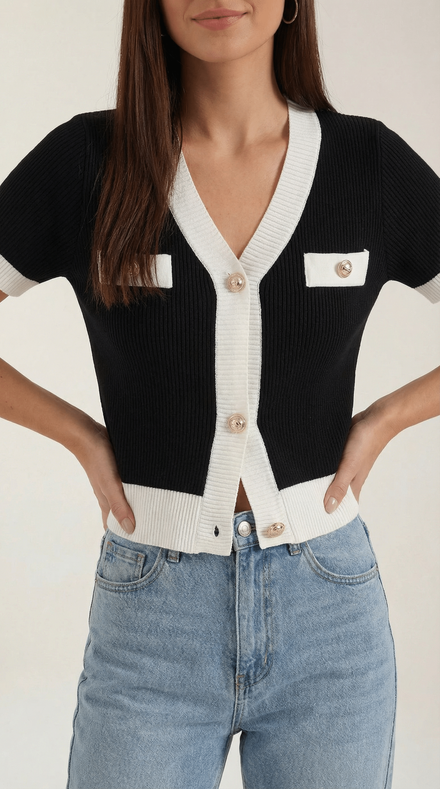 Cropped Short Sleeve Top-tops > cropped tops-Laventaire-Laventaire