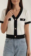 Cropped Short Sleeve Top-tops > cropped tops-Laventaire-Laventaire