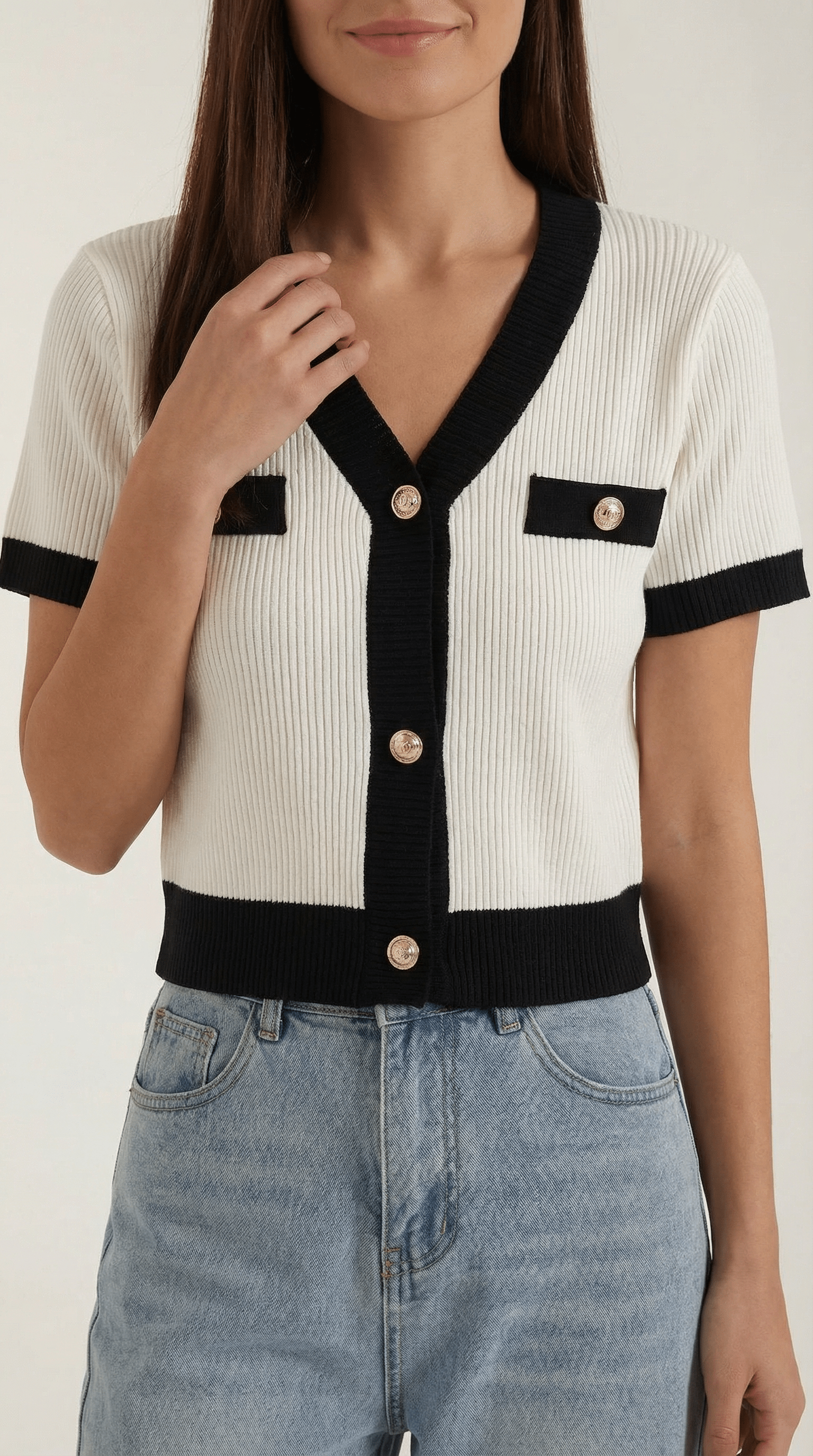 Cropped Short Sleeve Top-tops > cropped tops-Laventaire-Laventaire