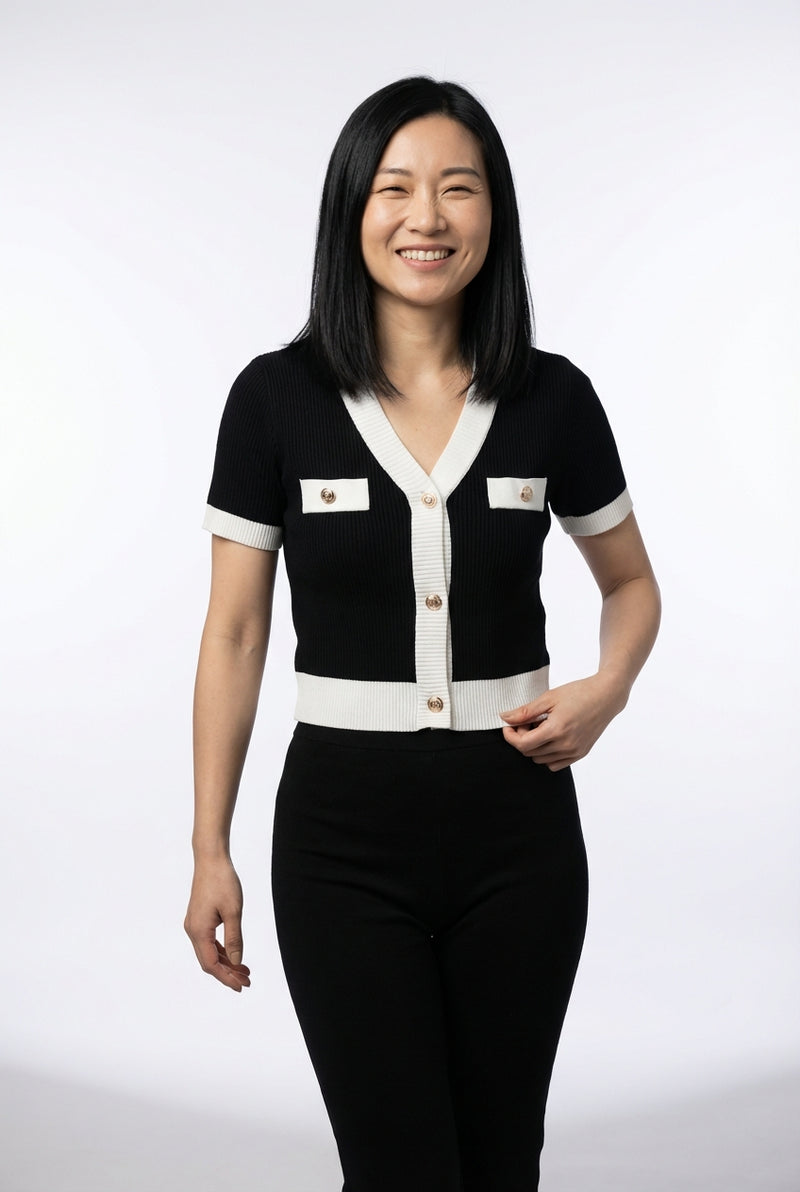 Cropped Short Sleeve Top-tops > cropped tops-Laventaire-Black-One size-Laventaire