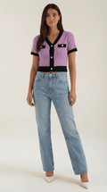 Cropped Short Sleeve Top-tops > cropped tops-Laventaire-Light Purple-One size-Laventaire