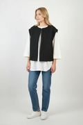 Cropped Sleeveless Vest Top-tops > vests-Laventaire-Black-S-Laventaire