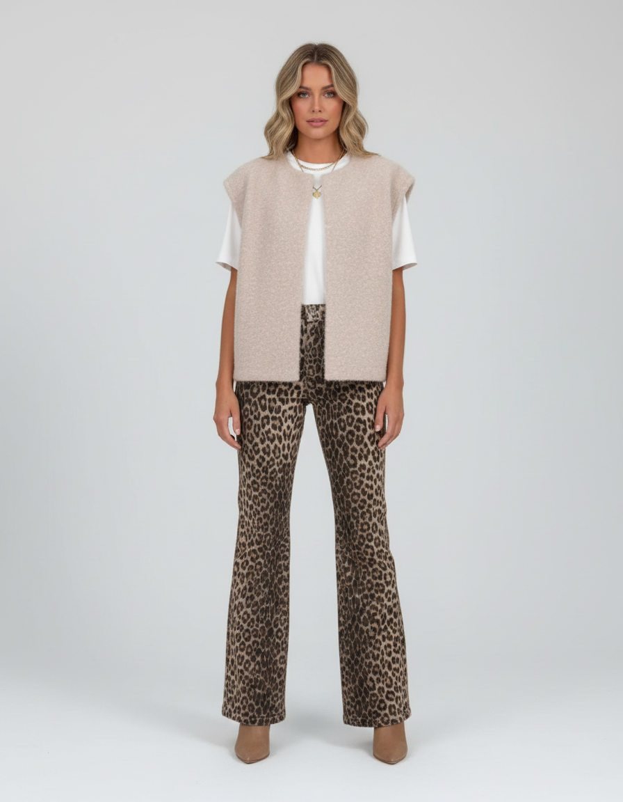 Cropped Sleeveless Vest Top-tops > vests-Laventaire-Khaki-S-Laventaire