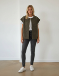 Cropped Sleeveless Vest Top-tops > vests-Laventaire-Olive Green-S-Laventaire