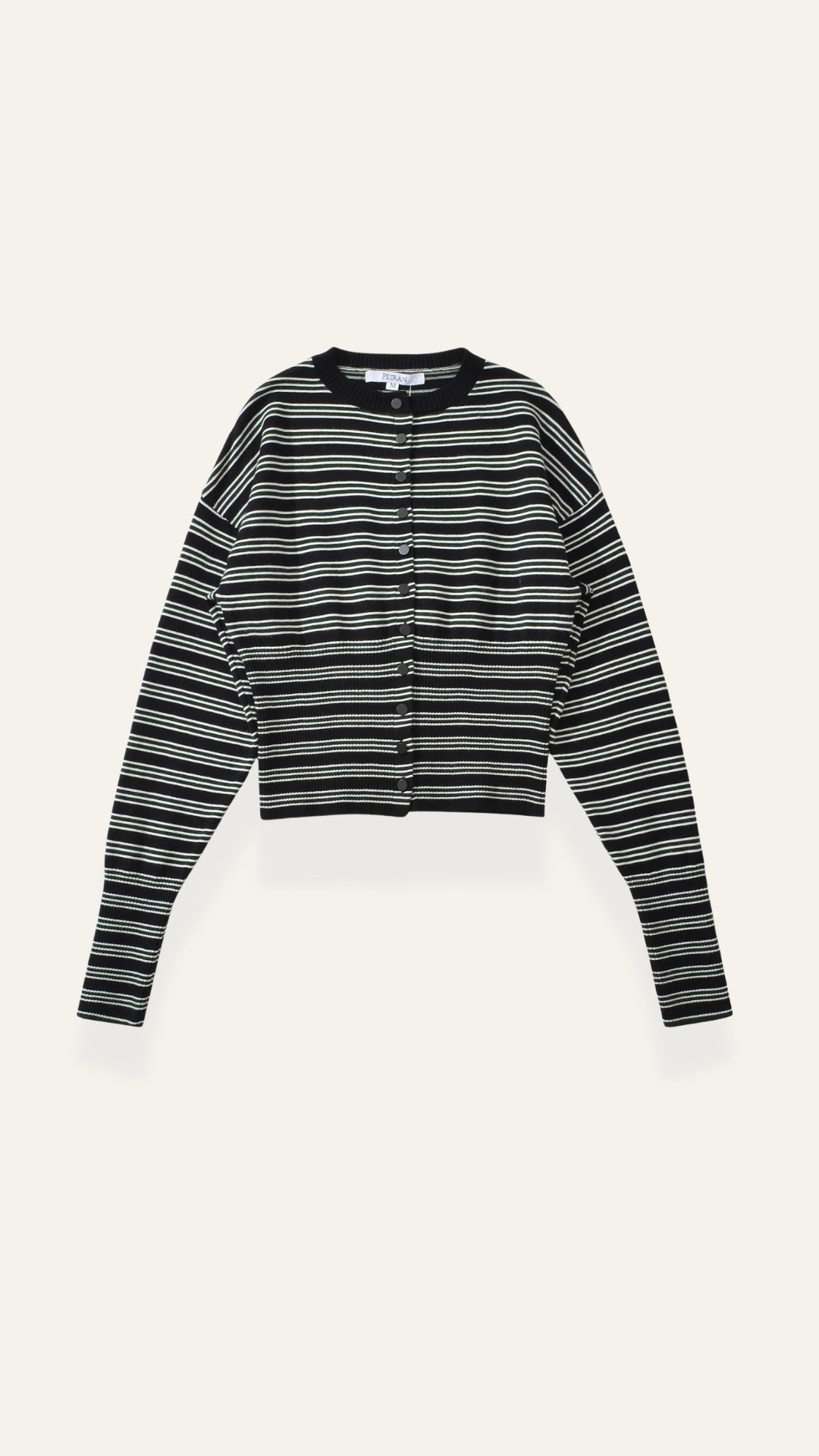 Cropped Striped Cardigan-cardigans > cropped cardigan-Laventaire-Laventaire