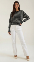 Cropped Striped Cardigan-cardigans > cropped cardigan-Laventaire-Laventaire