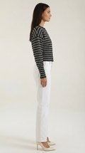 Cropped Striped Cardigan-cardigans > cropped cardigan-Laventaire-Laventaire