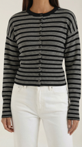 Cropped Striped Cardigan-cardigans > cropped cardigan-Laventaire-Laventaire