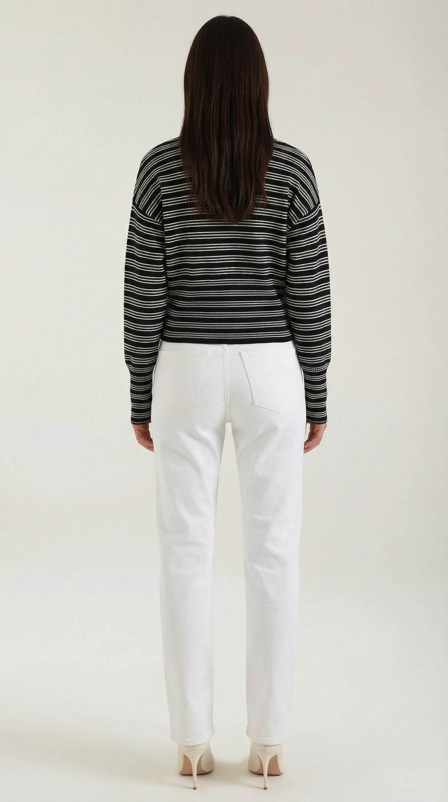 Cropped Striped Cardigan-cardigans > cropped cardigan-Laventaire-Laventaire