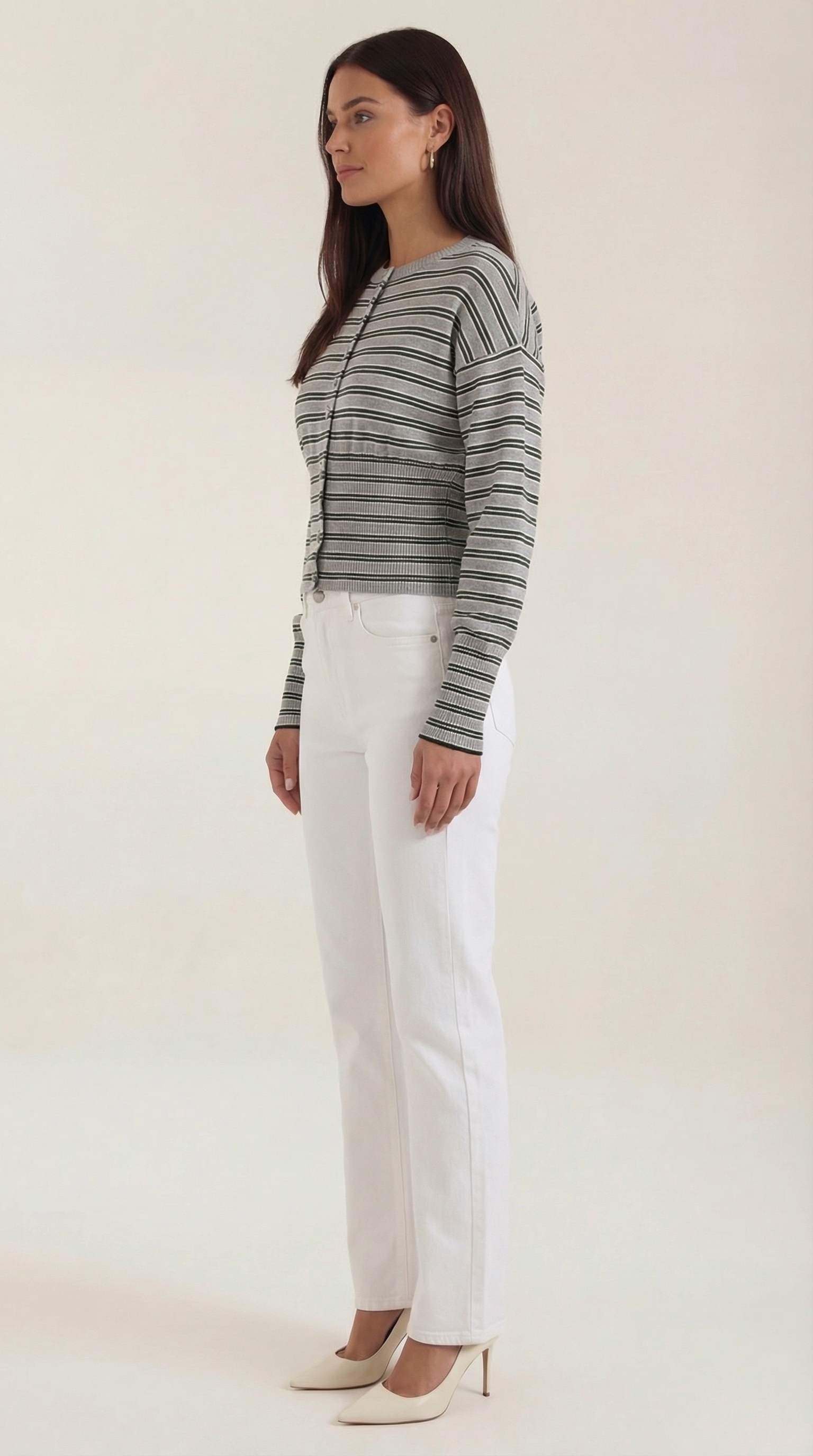 Cropped Striped Cardigan-cardigans > cropped cardigan-Laventaire-Laventaire