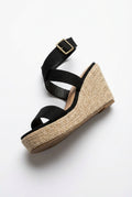 Cross Strap Wedge Sandals-footwear > sandals > wedge sandals-Laventaire-Laventaire