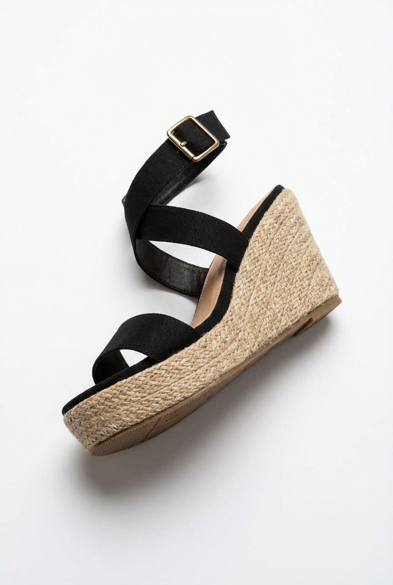 Cross Strap Wedge Sandals-footwear > sandals > wedge sandals-Laventaire-Laventaire