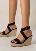 Cross Strap Wedge Sandals-footwear > sandals > wedge sandals-Laventaire-Laventaire