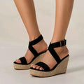 Cross Strap Wedge Sandals-footwear > sandals > wedge sandals-Laventaire-Laventaire
