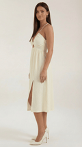 Cutout Cream Midi Dress-dresses > midi dress-Laventaire-Laventaire
