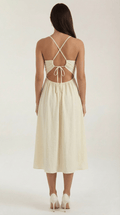 Cutout Cream Midi Dress-dresses > midi dress-Laventaire-Laventaire