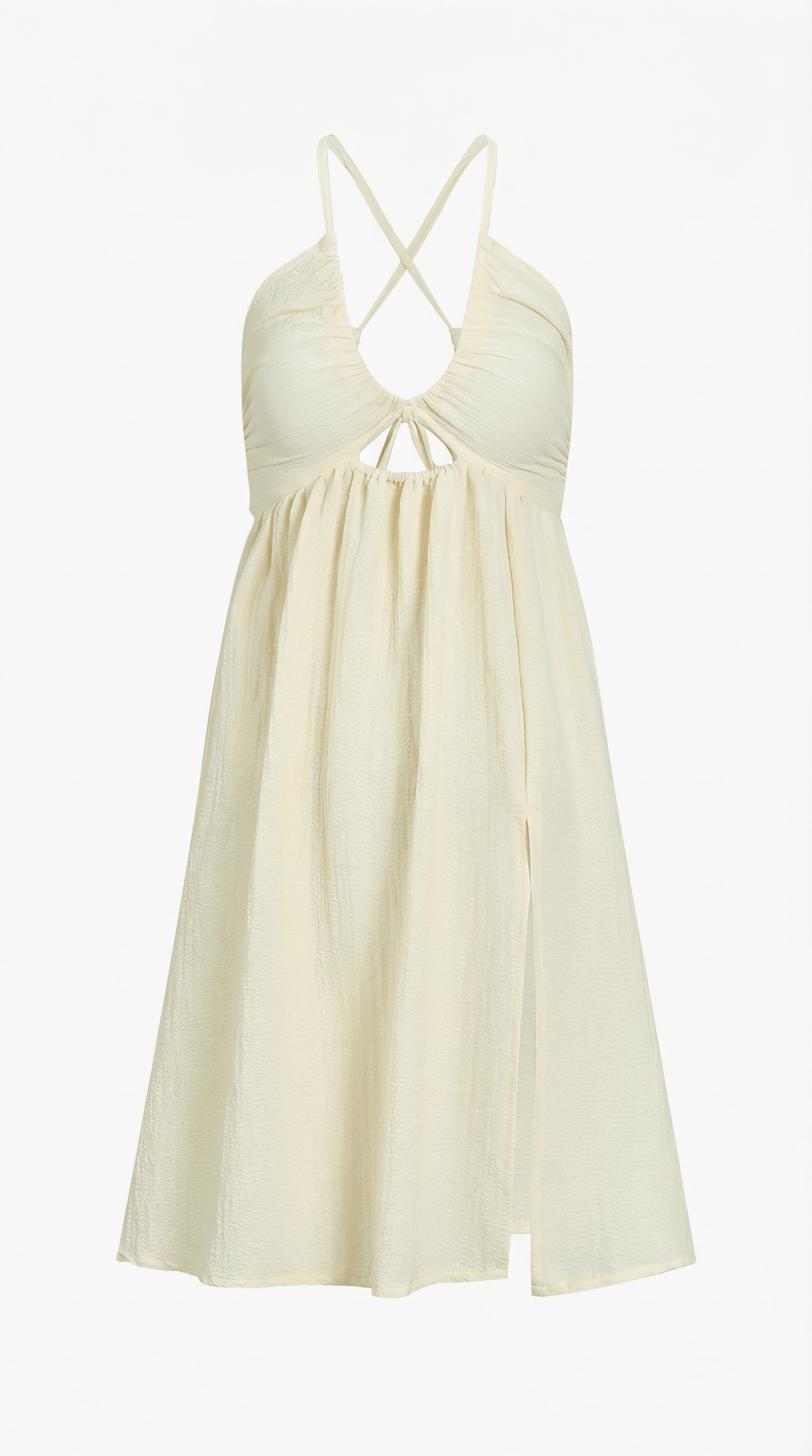 Cutout Cream Midi Dress-dresses > midi dress-Laventaire-Laventaire