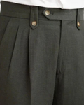 Dark Green Pleated Trousers-trousers > pleated trousers-Laventaire-Laventaire