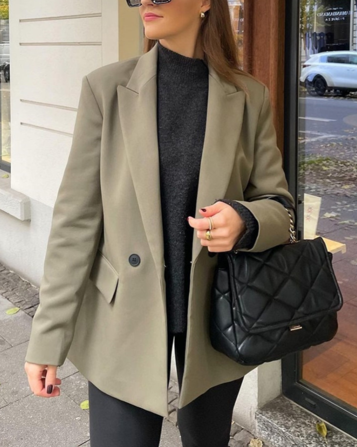 Double-Breasted Blazer Jacket-jackets > blazers > blazer jackets-Laventaire-Laventaire