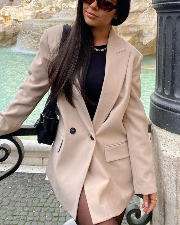 Double-Breasted Blazer Jacket-jackets > blazers > blazer jackets-Laventaire-Laventaire