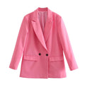Double-Breasted Blazer Jacket-jackets > blazers > blazer jackets-Laventaire-Baby Pink-XS-Laventaire