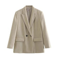 Double-Breasted Blazer Jacket-jackets > blazers > blazer jackets-Laventaire-Beige-XS-Laventaire