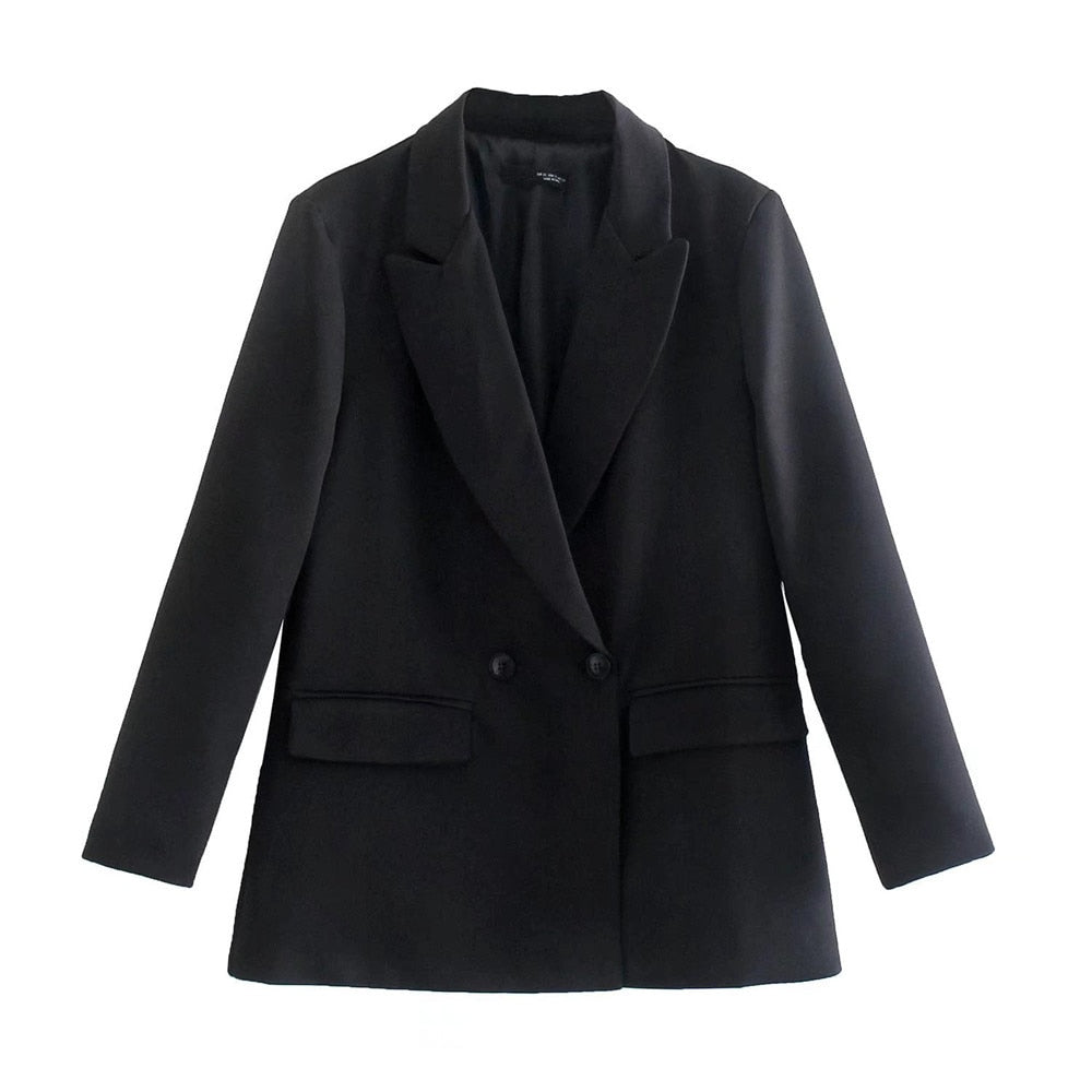 Double-Breasted Blazer Jacket-jackets > blazers > blazer jackets-Laventaire-Black-XS-Laventaire