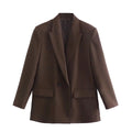Double-Breasted Blazer Jacket-jackets > blazers > blazer jackets-Laventaire-Dark Brown-XS-Laventaire