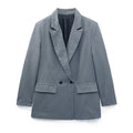 Double-Breasted Blazer Jacket-jackets > blazers > blazer jackets-Laventaire-Dark Gray-XS-Laventaire