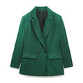 Double-Breasted Blazer Jacket-jackets > blazers > blazer jackets-Laventaire-Dark Green-XS-Laventaire