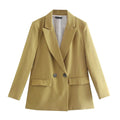 Double-Breasted Blazer Jacket-jackets > blazers > blazer jackets-Laventaire-Golden Mustard-XS-Laventaire