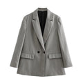 Double-Breasted Blazer Jacket-jackets > blazers > blazer jackets-Laventaire-Gray-XS-Laventaire