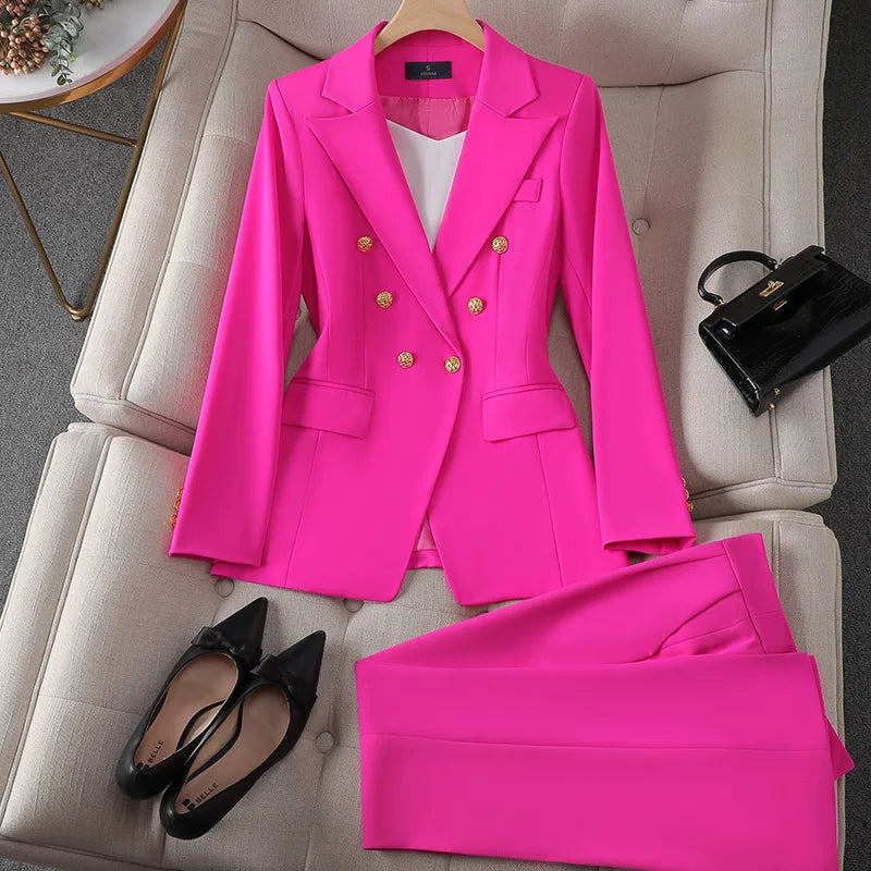 Double-Breasted Blazer Pant Set-suits > suit sets-Laventaire-Laventaire