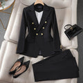 Double-Breasted Blazer Pant Set-suits > suit sets-Laventaire-Black-S-Laventaire