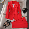 Double-Breasted Blazer Pant Set-suits > suit sets-Laventaire-Red-S-Laventaire