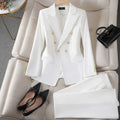 Double-Breasted Blazer Pant Set-suits > suit sets-Laventaire-White-S-Laventaire