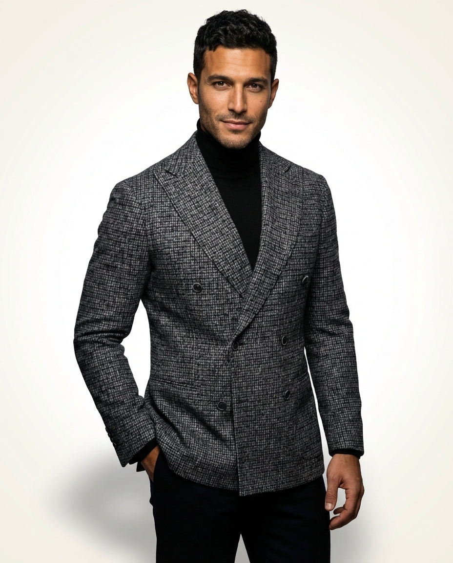 Double Breasted Casual Blazer-blazers > casual blazer-Laventaire-Laventaire