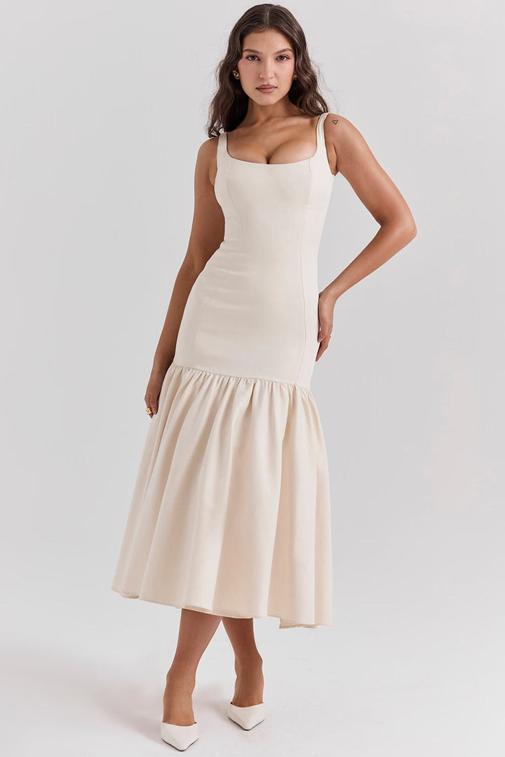 Dropped Waist Formal Midi Dress-dresses > midi dress > formal dress-Laventaire-Laventaire