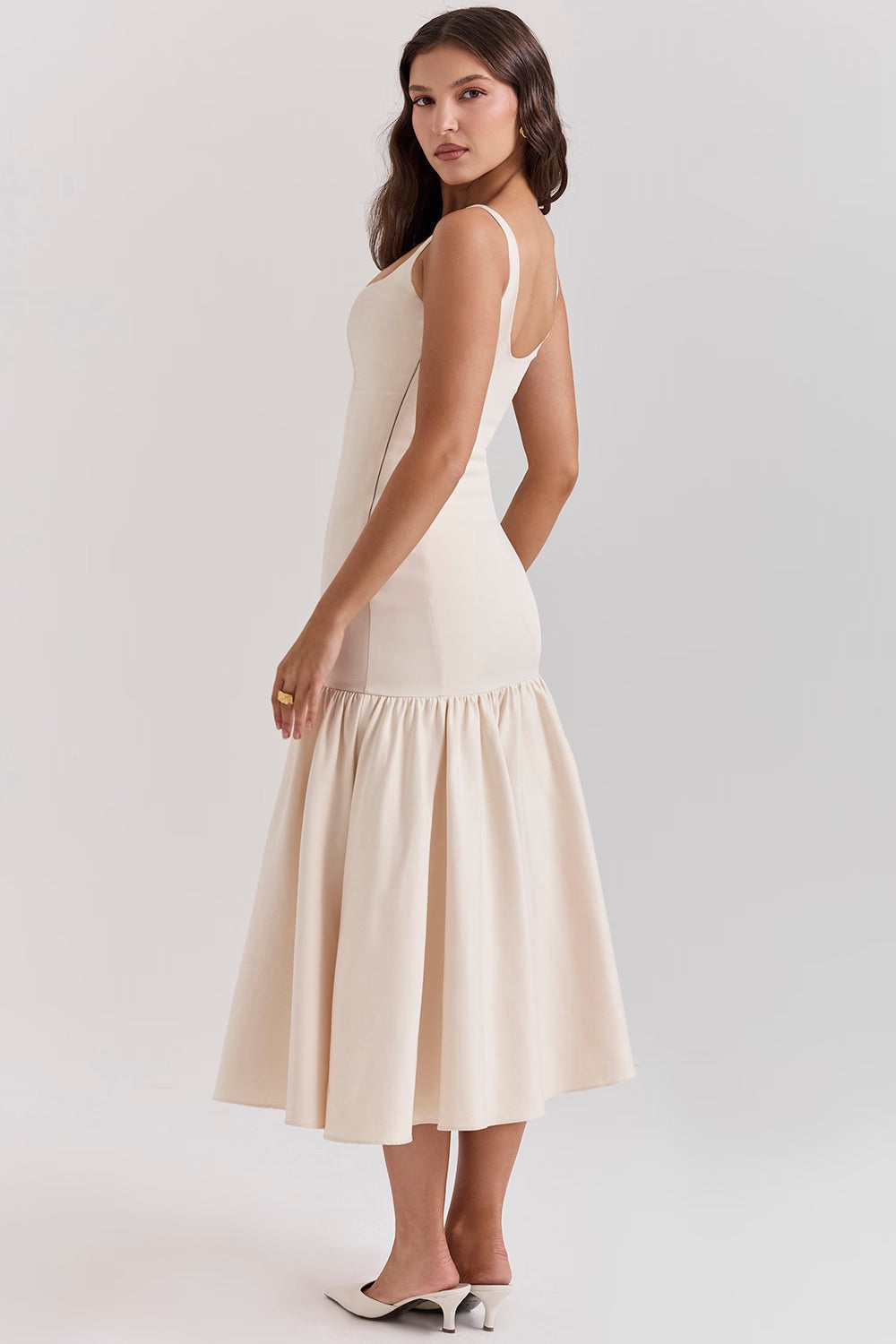 Dropped Waist Formal Midi Dress-dresses > midi dress > formal dress-Laventaire-Laventaire