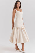 Dropped Waist Formal Midi Dress-dresses > midi dress > formal dress-Laventaire-Laventaire