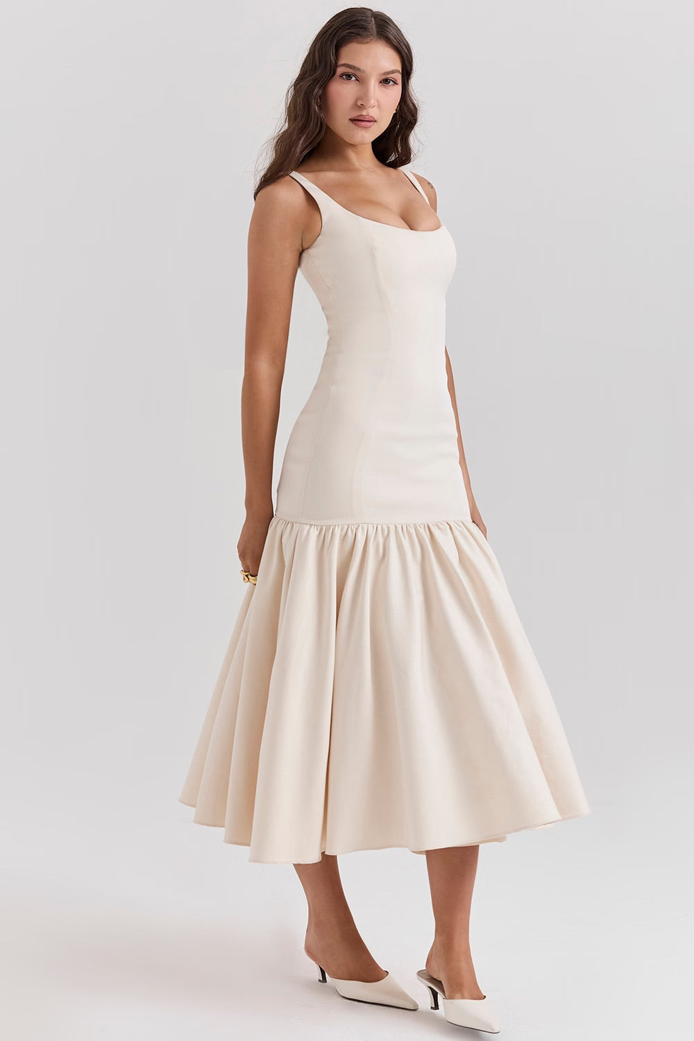 Dropped Waist Formal Midi Dress-dresses > midi dress > formal dress-Laventaire-Laventaire