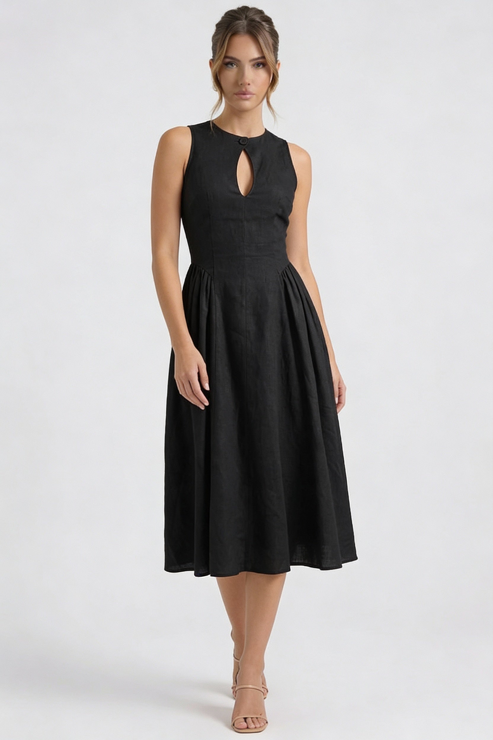 Elegant A-Line Midi Dress-dresses > midi dress-Laventaire-Laventaire