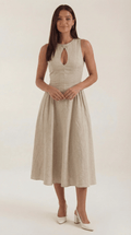 Elegant A-Line Midi Dress-dresses > midi dress-Laventaire-Beige-S-Laventaire
