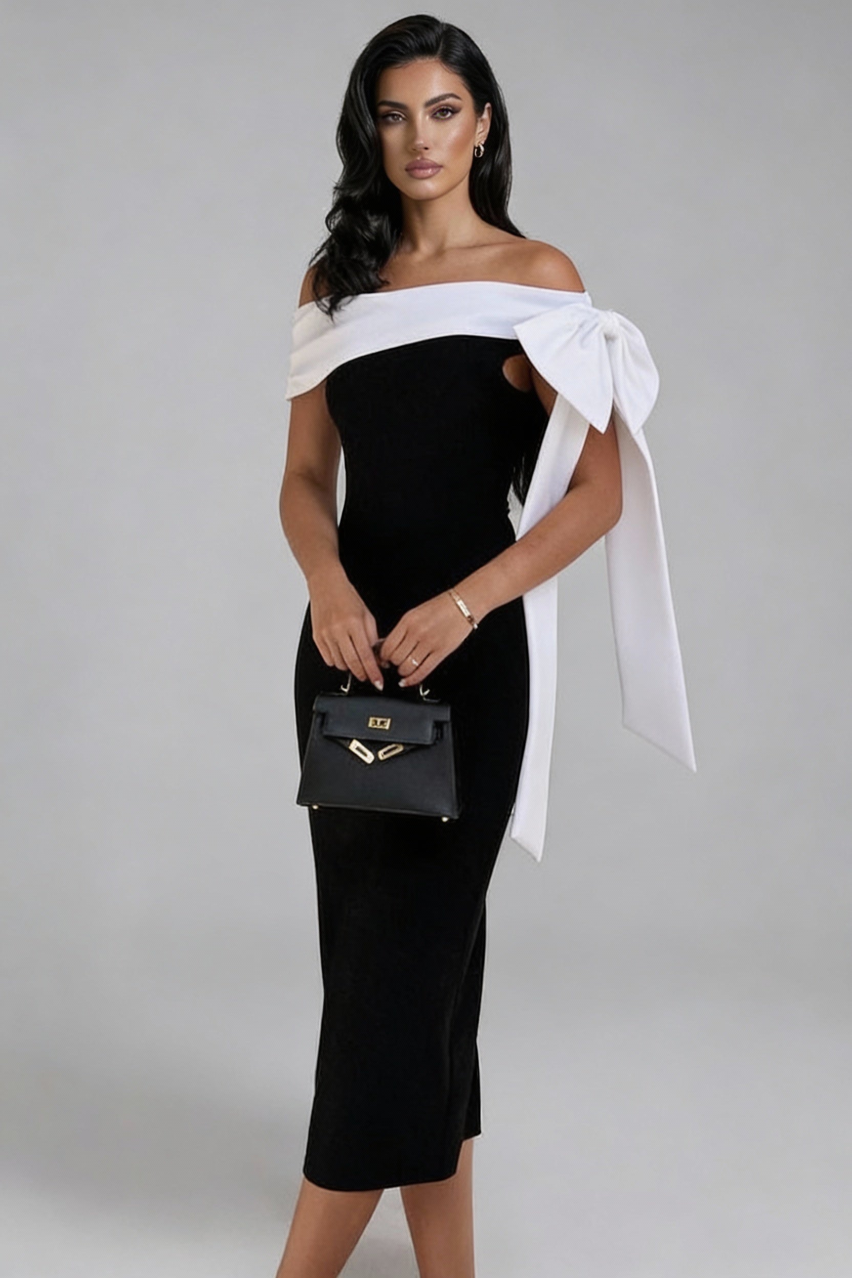 Elegant Asymmetric Midi Dress-dresses > midi dress-Laventaire-Laventaire
