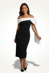Elegant Asymmetric Midi Dress-dresses > midi dress-Laventaire-Black-XS-Laventaire