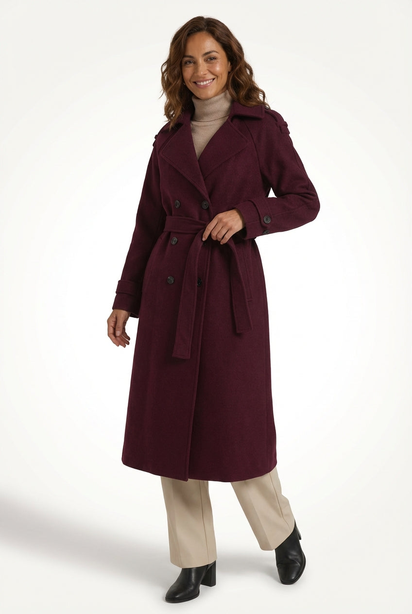 Elegant Belted Long Trench Coat-coats > trench coats-Laventaire-Laventaire