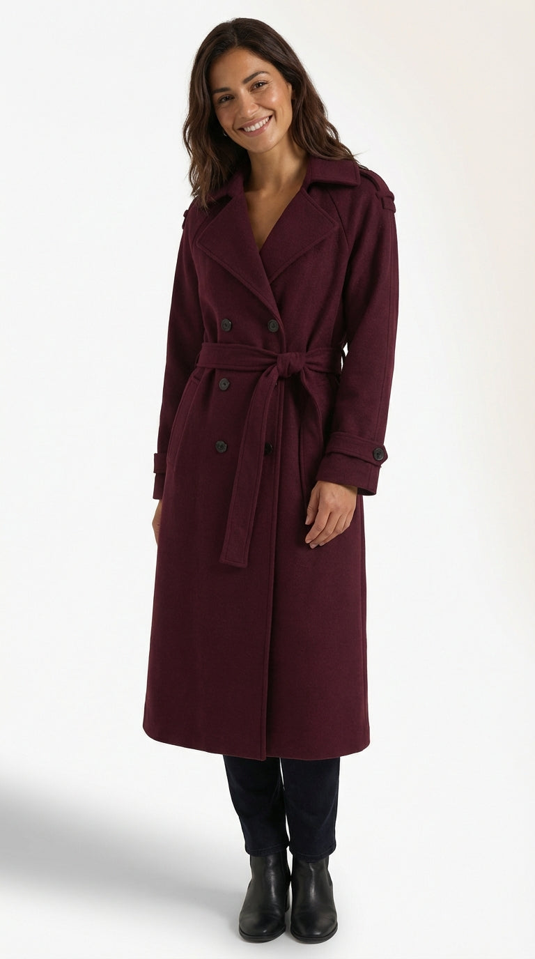 Elegant Belted Long Trench Coat-coats > trench coats-Laventaire-Laventaire