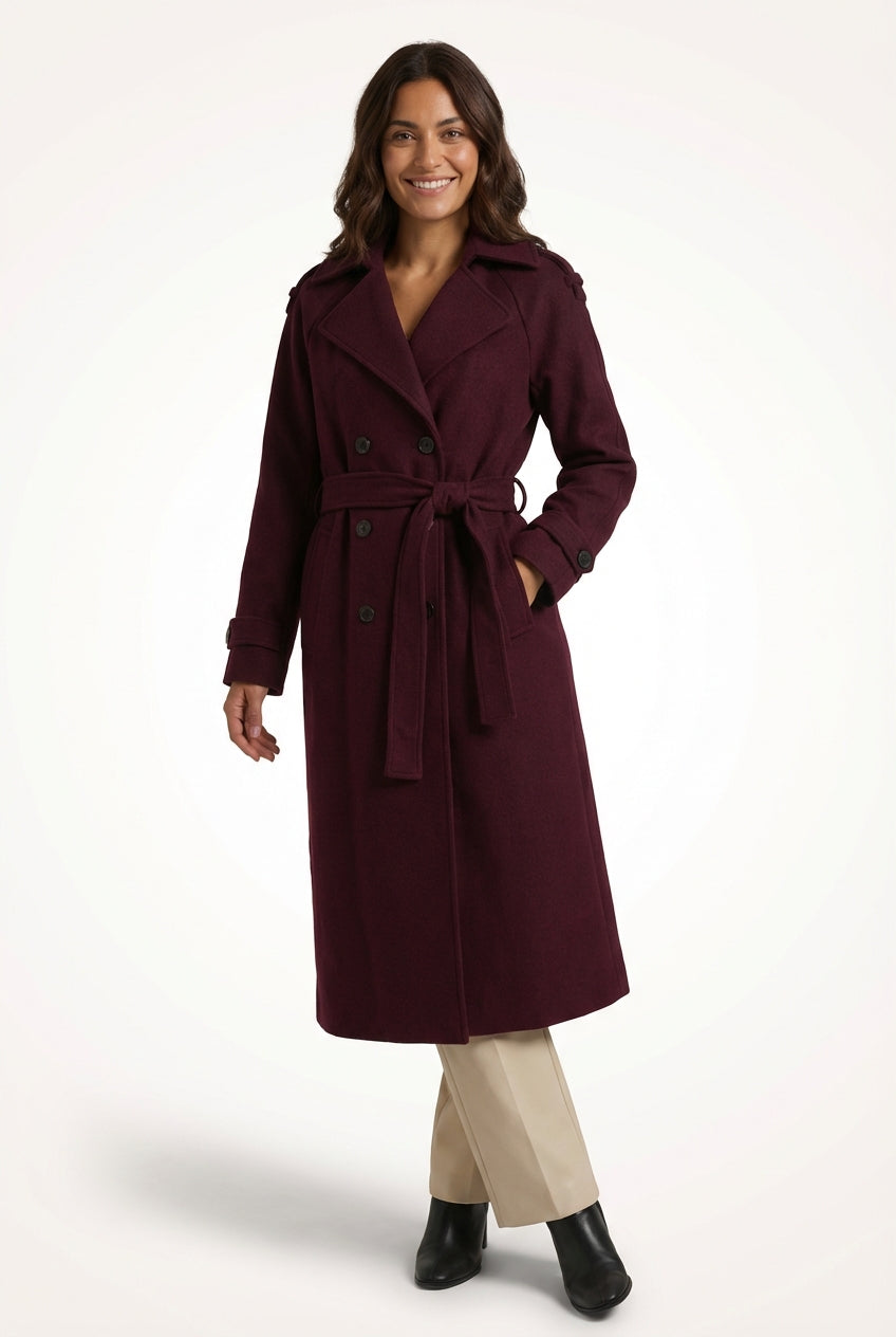 Elegant Belted Long Trench Coat-coats > trench coats-Laventaire-Laventaire