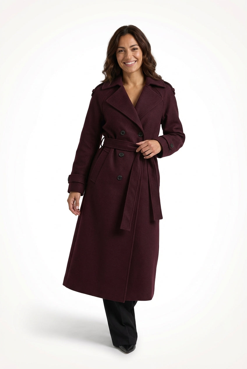 Elegant Belted Long Trench Coat-coats > trench coats-Laventaire-Laventaire